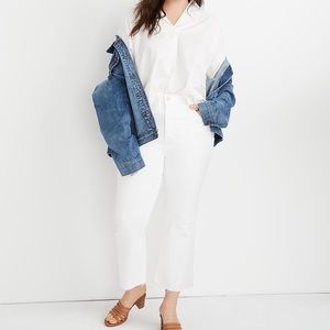 NWT Madewell White Cali Demi-Boot Raw Hem Jeans